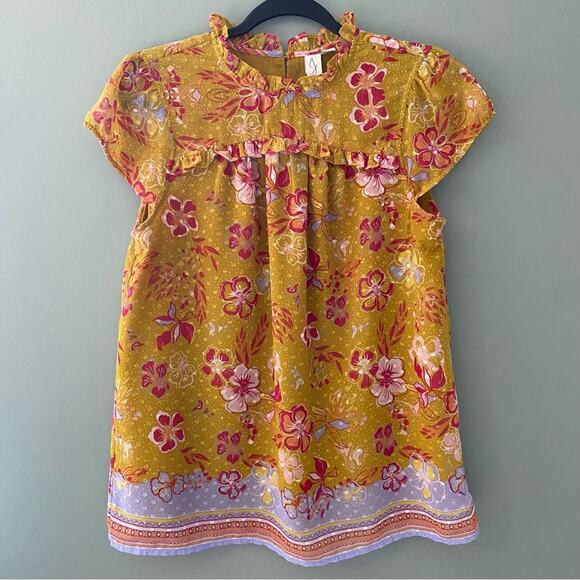 Joie Bright Floral Chiffon Short Sleeve Top Blouse - Picture 1 of 7
